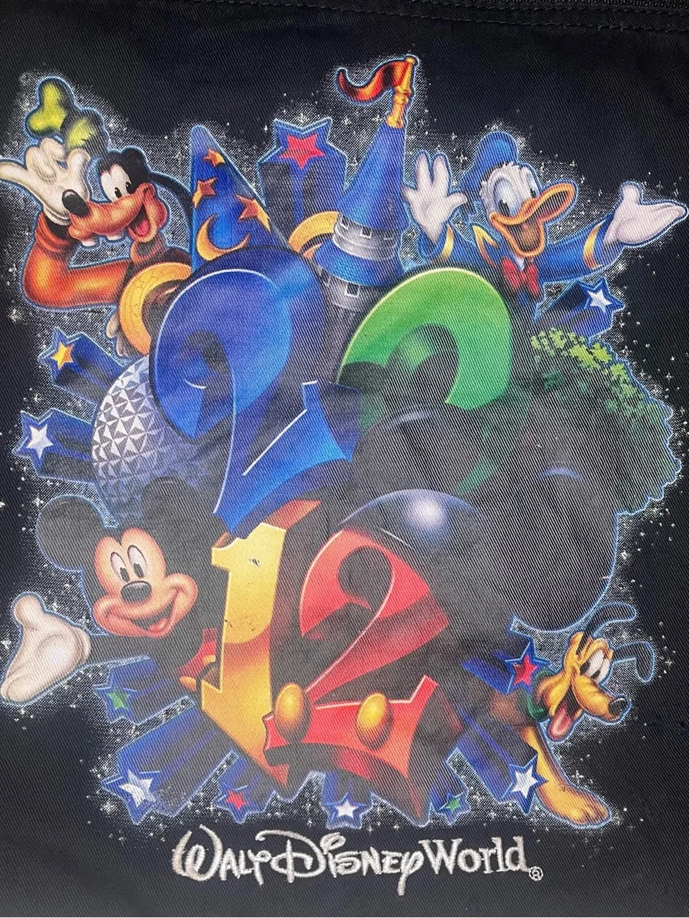 Disney Black Drawstring Backpack with Colorful 25th Anniversary Graphic